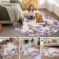 thumbnail image 5 of Purple Flowers Round Area Rug 7Ft Washable Circle Rugs for Dorm Laundry Room, Butterfly Spring Floral Rustic Farmhouse Non-Slip Carpet Floor Mats Indoor Outdoor Carpet Runner Aesthetic Home Decor, 5 of 8