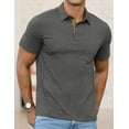 thumbnail image 2 of QDG Mens Polo Short Sleeve Shirt Casual Button Polo T Shirt with Pocket Designed Collared Golf Shirt Dark Gray S, 2 of 9