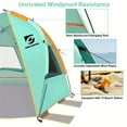 thumbnail image 4 of Beach Tent 3 Person Sun Shelter UPF 50  with Extended Waterproof Pe Floor & 3 Mesh Roll Up Windows Fits, Portable Beach Shade Easy Setup for Outdoor Camping, Indoor, Fishing, Yard. (Green), 4 of 7