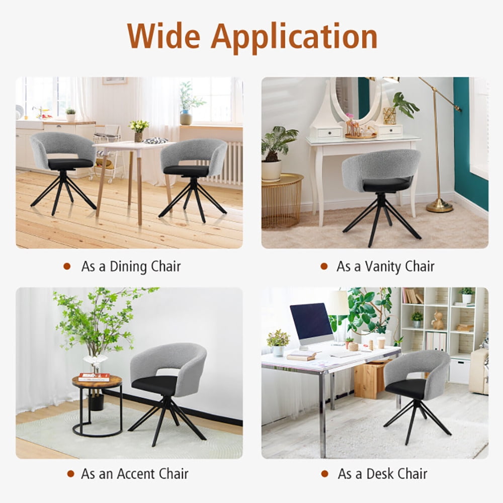 Finihen Swivel Accent Chair, Modern Swivel Accent Chair with Solid Steel Legs, for Home, Office, Gray
