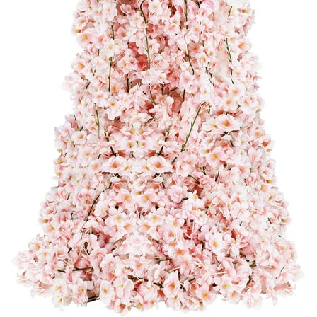 4-Pack 23.6 Ft Cherry Blossom Garland Cherry Blossom Hanging Vine Silk Sakura Vines Garland for Wedding Party Decor, Pink