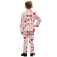 thumbnail image 3 of Xoenoiee Pink Heart Love Print Boys' 2-Piece Slim Fit Suit Set, Valentine's Day Formal Blazer & Pants with Adjustable Waist for Wedding Ring Bearer School Party, 6-7 Years, 3 of 7