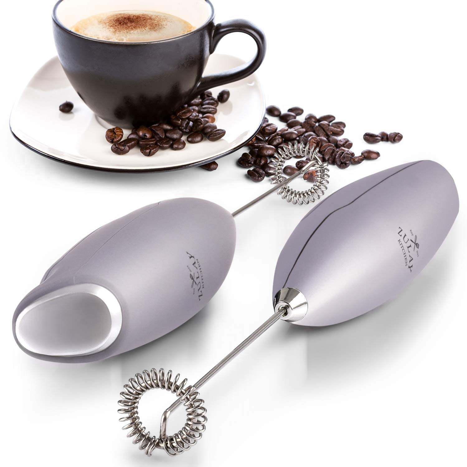 Zulay Milk Frother w/o Stand, Rechargeable – Silver