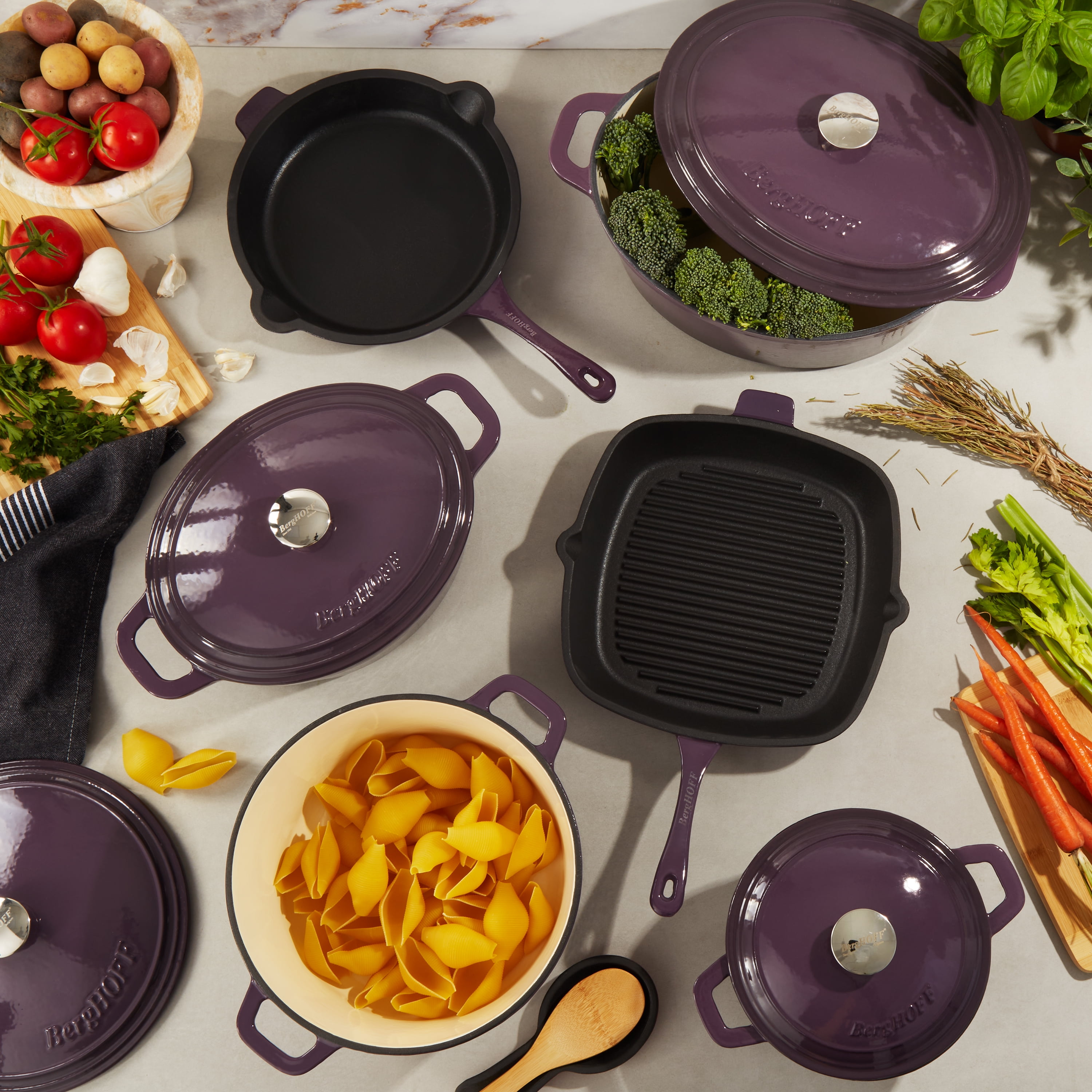 BergHOFF Neo Cast Iron Square Grill Pan 11", Purple