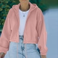 thumbnail image 6 of 2025 Clearance! asdoklhq Plus Size Tops Under 10.00, Women Crop Top Sweatshirt Fleece Zipper Long Sleeve Cropped Hoodie Solid Sweater Blouse Coat, 6 of 9