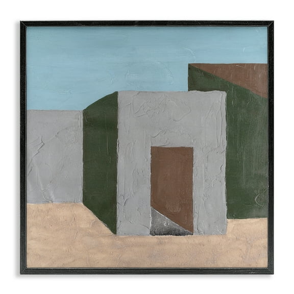 Stupell Industries Geometric Desert House Buildings & Architecture Painting Black Framed Art Print Wall Art, 12 x 12