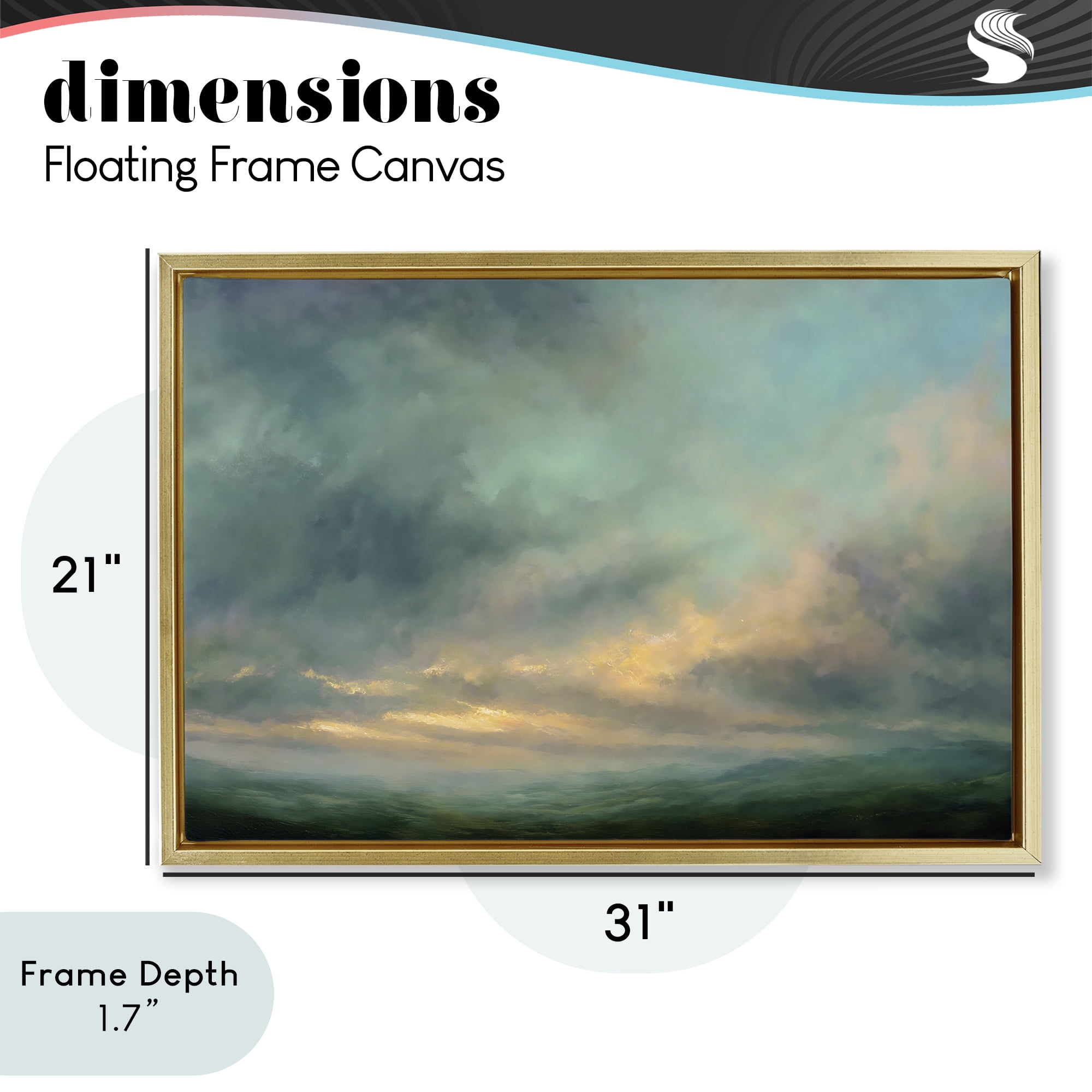 Stupell Industries Blue Toned Golden Hour Gold Framed Floater Canvas Wall Art, design by Petal Prints Design