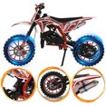 thumbnail image 4 of Floseru 49cc Dirt Bike Mini Gas Pocket Bike Mini Motorcycle,2-Stroke Pocket Rocket Motorcycle Gas Motorbike with Front Rear Disc Brakes,Max Speed 25MPH,Dual Headlights from USA Fast Arrival, 4 of 9