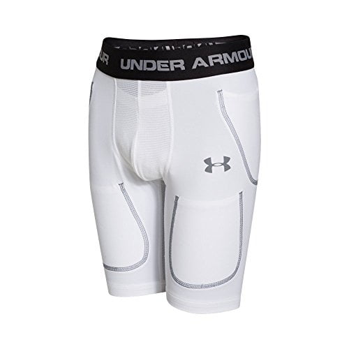 Under Armour Boy's 6Pocket Football Girdle, White/Steel, Youth Medium