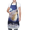 thumbnail image 2 of Cooking Kitchen Chef Apron Funny Bib for Women Men Roar Wolf Moon, 2 of 6