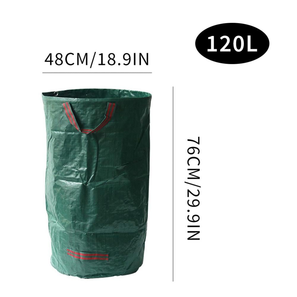 Garden Waste Bags Reusable Foldable Garden Bags with Handles size:120L Outdoor Leaves Bags Tearproof Large Capacity Portable Grass Storage Bag With Lid For Weeds