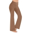 thumbnail image 2 of Sunnin Solid Color Fleece Lined Pants High Waist Yoga Workout Stretch Flare Leg Winter Wear, 2 of 8