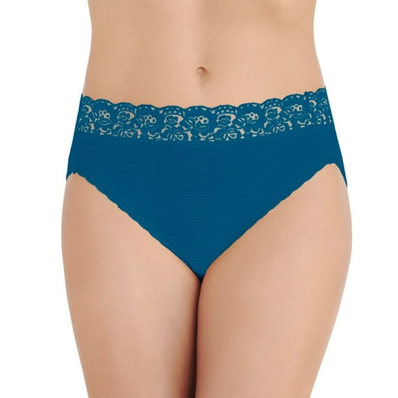 Women's Vanity Fair 13280 Flattering Lace Ultimate Comfort Hi-Cut Panty (Celestial Blue Stripe 9)