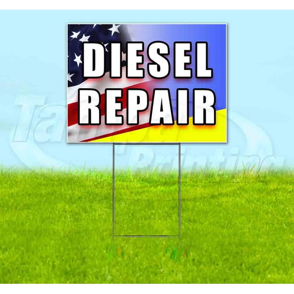 Diesel Repair (18" x 24") Yard Sign, Includes Metal Step Stake