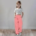 thumbnail image 2 of LIIPEE Girls Sweatpants Solid Color Elastic Waist Drawstring Wide Leg Ankle-Tied Sport Trousers With Pockets Toddler Leisure Holiday School Party Pants,Rd1,3-4 Years, 2 of 6