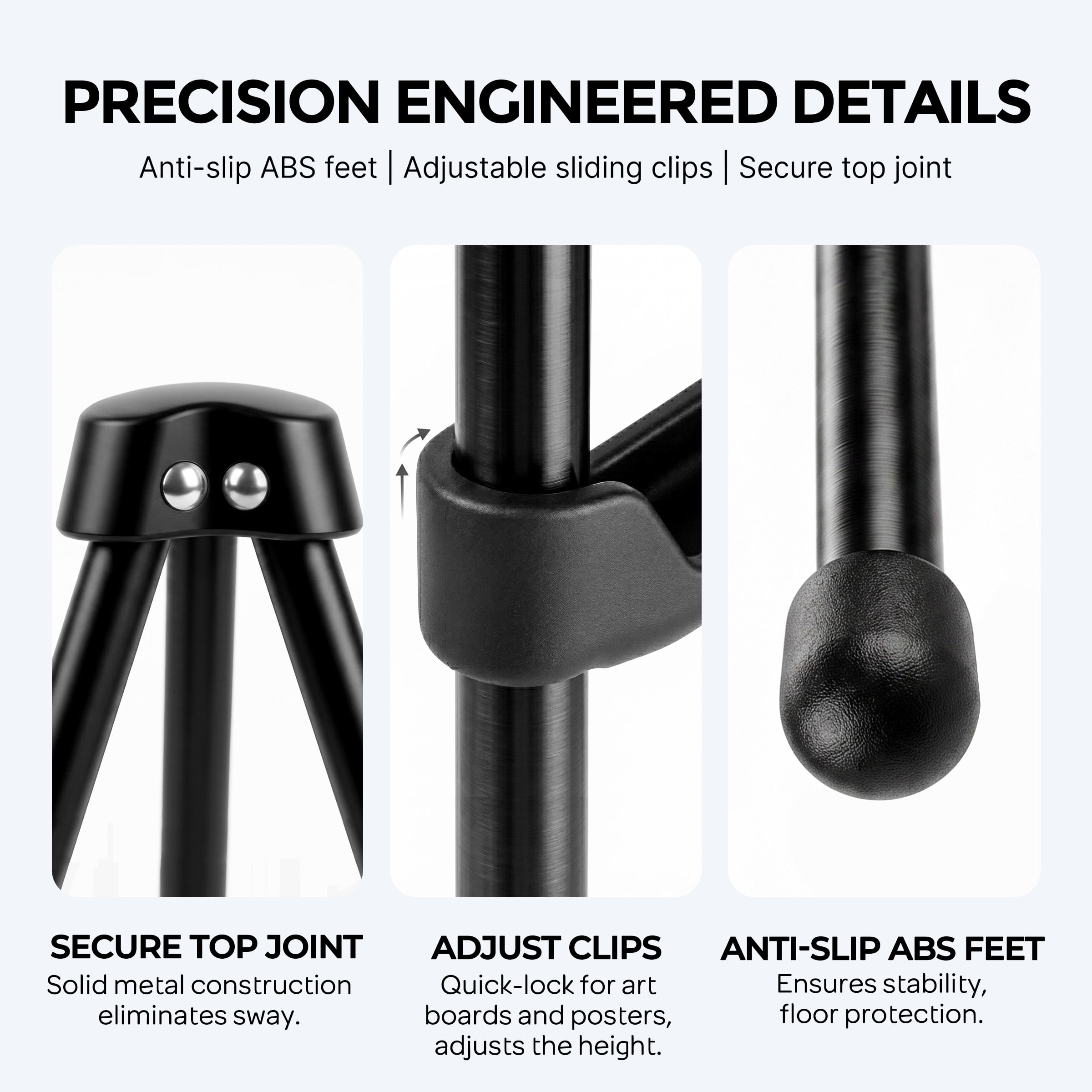Nicpro  2 Pack Folding Easels for Display, 63 Inch Metal Floor Easel Stand Tripod Black Portable for Artist, Poster, Wedding with Carry Bag