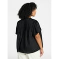 thumbnail image 3 of Terra & Sky Women's Plus Short Sleeve Smock Yoke Top, Sizes 0X-5X, 3 of 5