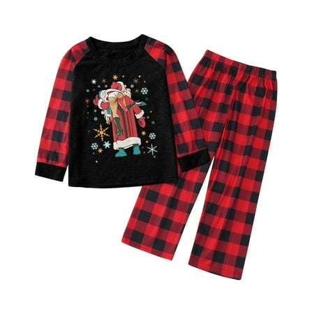 

Christmas Pajamas for Family Parent-Child Outfit Winter Fall Clothing Warm Suit Plaid Print Home Service Suit Pajama Sets