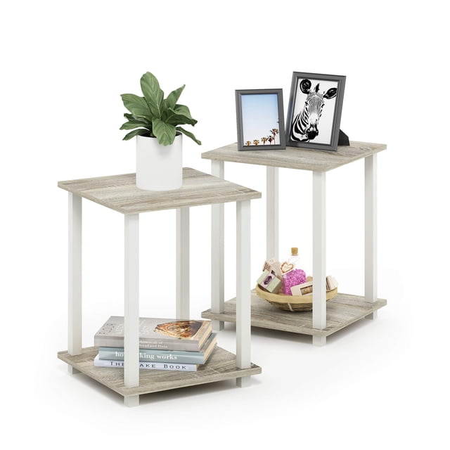Mesa auxiliar Furinno Simplistic, juego de 2 unidades, roble sonoma/blanco