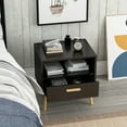 Black Small Side Tables for Bedroom Modern Mid Century Nightstand with ...