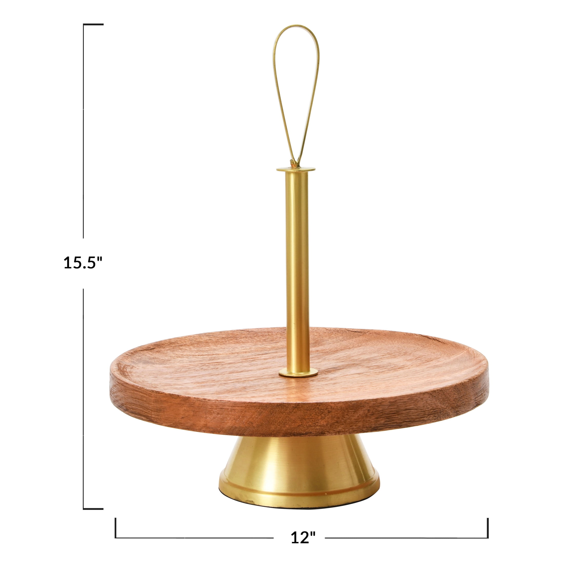 Creative Co-Op Elegant Modern Tray, Cake Stand or Desert Serve ware stand, Natural & Gold