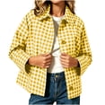 thumbnail image 4 of BXJX Womens Plaid Shackets, Lapel Collar Lightweight Button Down Long Sleeve Shacket Jackets with Pockets Yellow Size L, 4 of 7