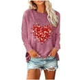 thumbnail image 2 of Busydd Womens Valentines Day Shirt Fashion Love Heart Graphic Valentines Blouses Casual Comfort Long Sleeve Round Neck Tee Tops Valentines Day Gifts for Women, 2 of 5