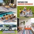 thumbnail image 4 of Blue Pink Striped Outdoor Rug for Patio/Deck/Porch, Non-Slip Large Area Rug 3 x 5 Ft, Farmhouse Vintage Stripe Indoor Outdoor Rugs Washable Area Rugs, Reversible Camping Rug Carpet Runner, 4 of 8
