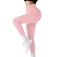 thumbnail image 4 of YIFUNIN Women's Solid Color Hip Lifting Yoga Pants, Ribbed Knit Fitness Leggings for Exercise Workout, High Waist Tummy Control,Light pink L, 4 of 7