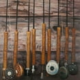 thumbnail image 2 of Atelier B Art Studio 12x12 Gold Ornate Wood Framed with Double Matting Museum Art Print Titled - FISHING RODS ON WOOD, 2 of 4