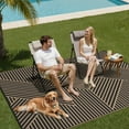 thumbnail image 5 of KUETH 9'x 12' Outdoor Rug Plastic Foldable Waterproof Outside Carpet UV Resistant Geometric Patio RV Deck Mat,Black Brown, 5 of 6
