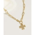 thumbnail image 2 of Chunky Cross Necklace for Women, 14k Gold-Plating Geometric Metal Sheet Faith Pendant Vintage Paperclip Chain Choker, 2 of 7