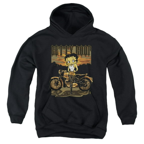 Betty Boop Rebel Rider Youth Pullover Hoodie Sweatshirt Black