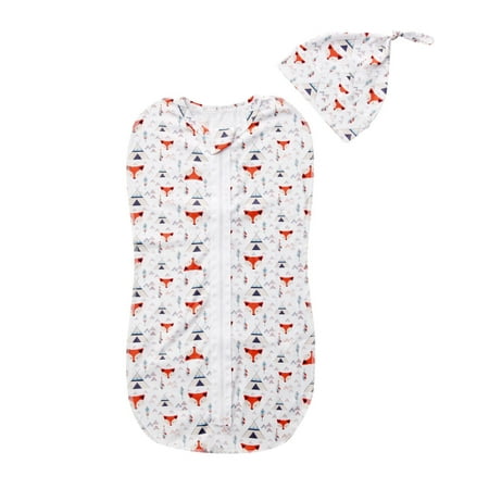 

TFFR Unisex Newborn Infant Baby Cotton Sleeping Bags Cartoon Print Zipper Swaddle Wrap Pajamas Set