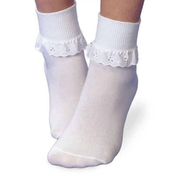 Jefferies Socks Girls Baby Eyelet Lace Trim Turn Cuff Socks 1 Pair Pack