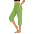 thumbnail image 2 of QATAINLAV Pull On Capris for Women Dressy Casual Stretch Lightweight Capri Pants Solid Elastic High Waist Yoga Pants with Pockets Summer Outfits Green XXXXXL Mother's Day Gifts, 2 of 8