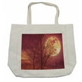 thumbnail image 1 of Luna Shopping Bag, Night Sky Super Moon Behind Silhouette of Dead Tree Serenity Nature, Eco-Friendly Reusable Bag for Groceries Beach and More, 15.5" X 14.5", Cream, by Ambesonne, 1 of 2