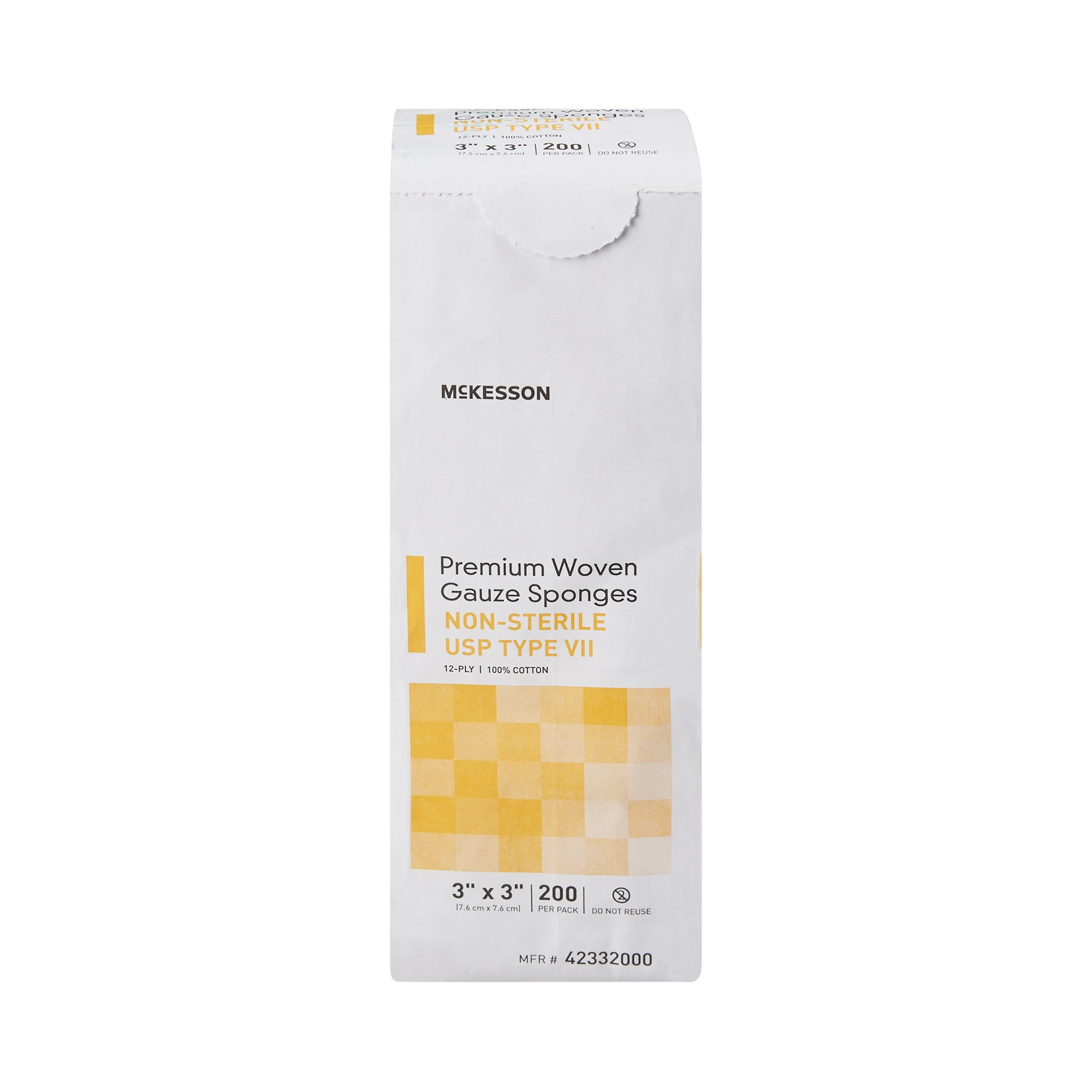 McKesson Premium Woven Gauze Sponges, 12-Ply - Non-Sterile, 3 in x 3 in, 200 per Pack, 20 Packs, 4000 Total
