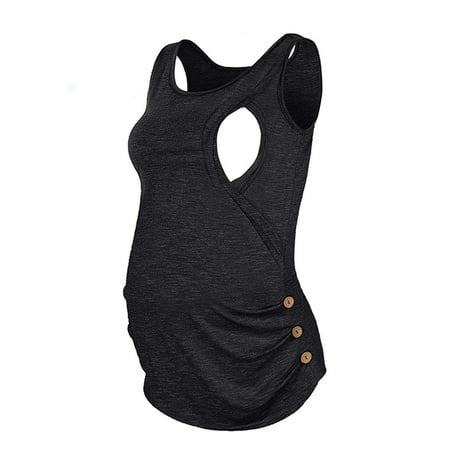 

Gifts for Mom! Umfun Maternity Tank Top Maternity Womens Nursing Solid Color Round Neck Sleeveless Round Neck Breastfeeding Blouse