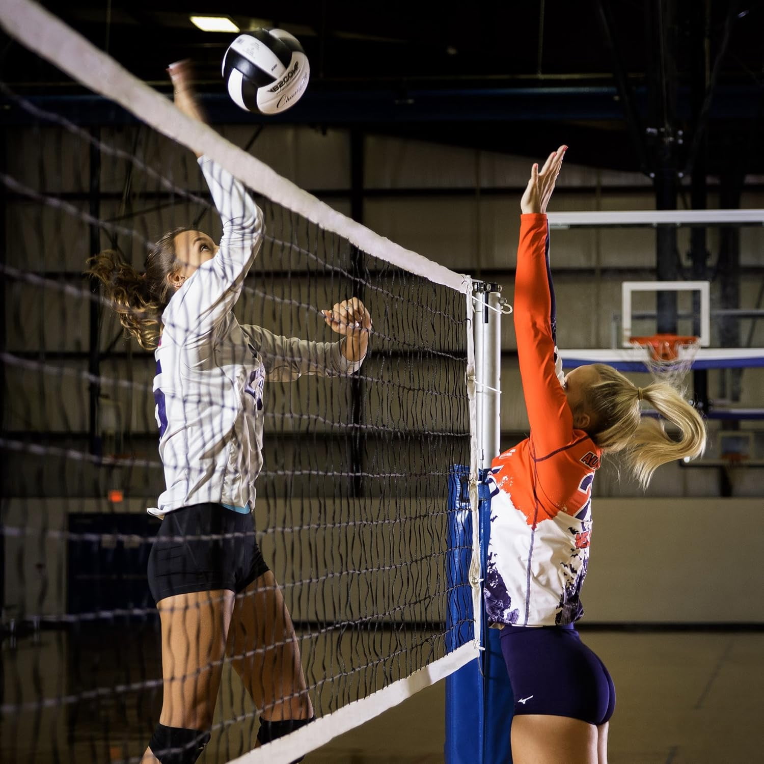 Champion Sports VN600 Official Tournament and Olympic Sized Volleyball Nets, Tournament (32' x 3'),Black/White