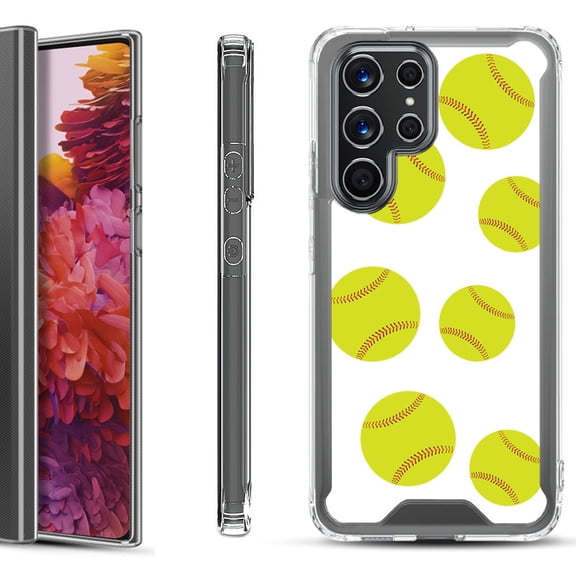Shockproof Bumper Phone Case for Samsung Galaxy S22 Ultra 5G, by OneToughShield ® - Softball Seven