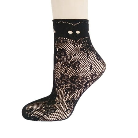 

Summer Women Elastic Lace Flowers Ankle Netting Short Fishnet Socks Socks