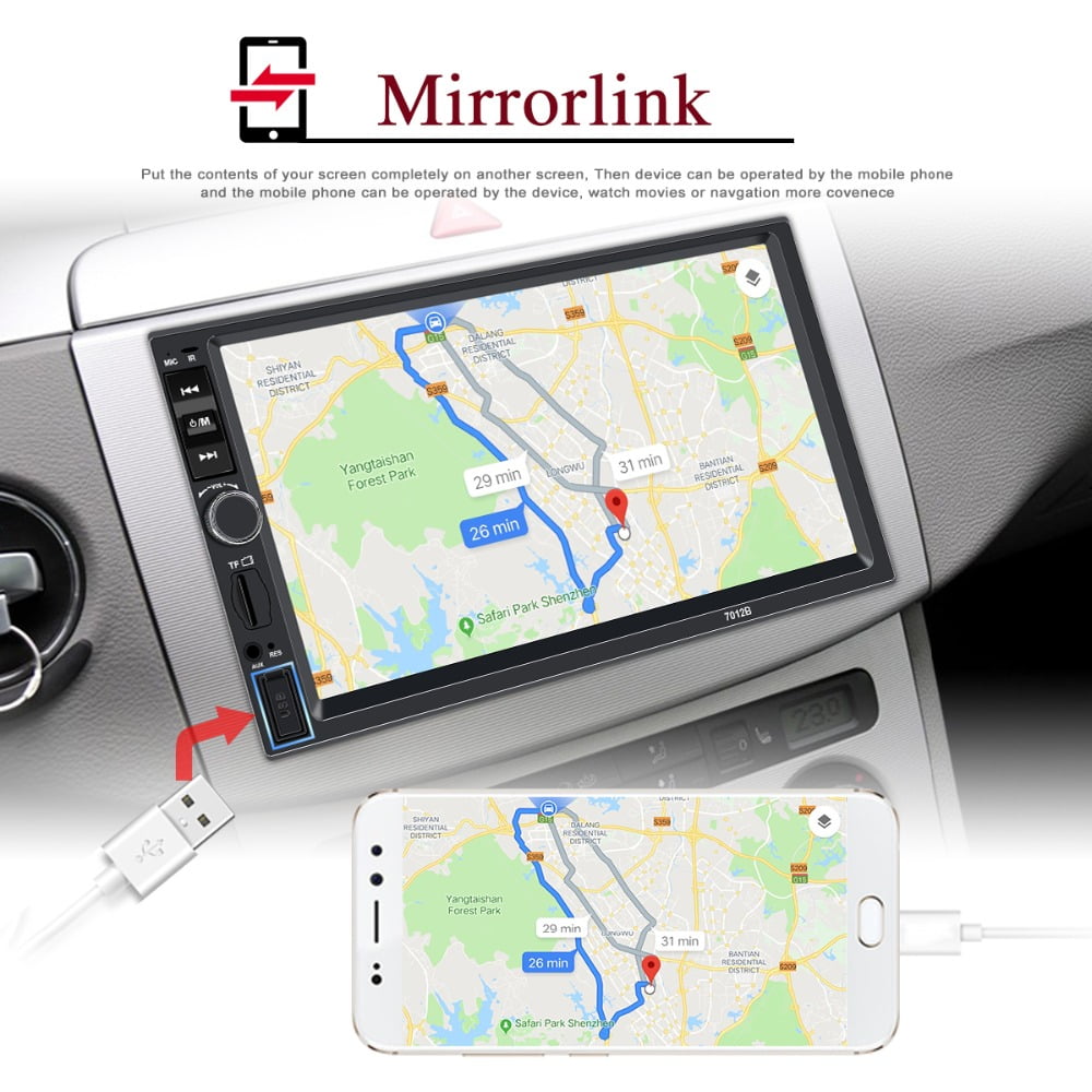 Polarlander Double DIN Car Stereo Touch Screen with Bluetooth FM Radio MP5/4/3 Player Car Audio Receiver Android Mirror Link USB/SD/AUX Hands Free Calling