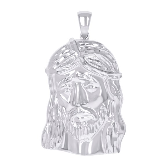 925 Sterling Silver Mens Jesus Religious Charm Pendant 46.6x26.8mm Wide Necklace for Men - 8.1 Grams