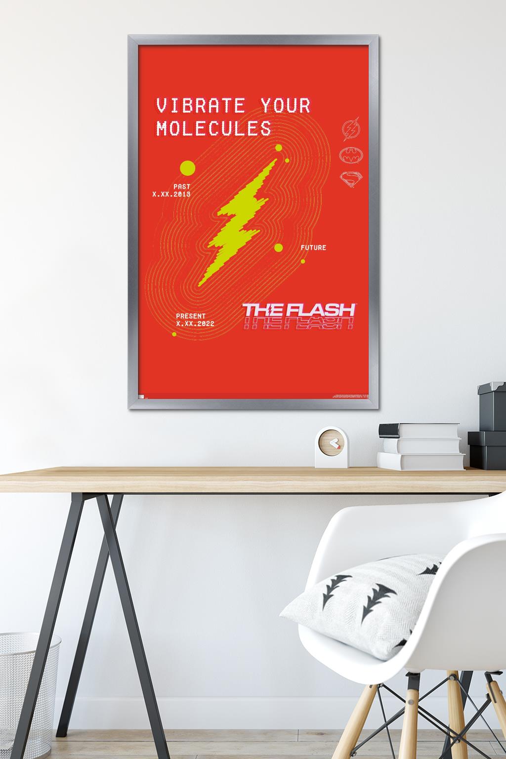 DC Comics Movie The Flash - Vibrate Your Molecules Wall Poster, 22.375" x 34" Framed