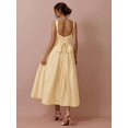 thumbnail image 2 of Elegant Yellow Sleeveless Square Neck A-Line Midi Dress With Ruched Waist, 2 of 16