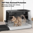 thumbnail image 5 of Enclosed Cat Litter Box: All Black Stainless Steel - Odor-Resistant & Easy Wipe Clean - Teflon Non-Stick Coating for Quick Cleaning - Large Top-Exit Pan for Modern Homes Garage, 5 of 16