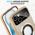 thumbnail image 4 of Compatible with iPhone 15 Case 2023 【Support for Magsafe】 Magnetic Logo View Magnetic Plating Luxury Case Wide Lens Camera Protection Shockproof Corner Back Cover -Gold, 4 of 6