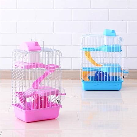 LEORX Premium Plastic Hamster Cage with Leakproof Water Jug and Quiet Running Wheel