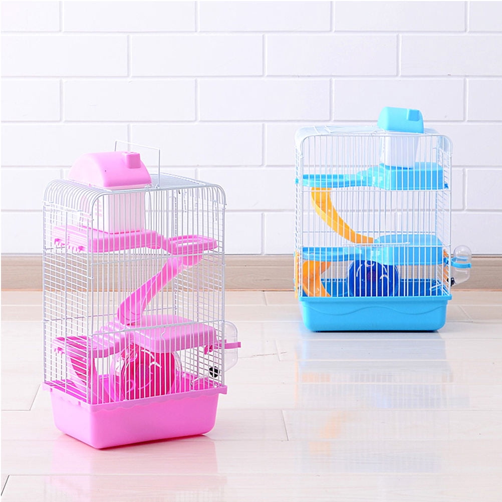 LEORX Blue Three Layer Hamster Cage for Pets with Durable Plastic and Air Ventilation